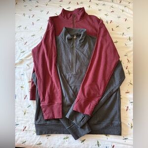 Bundle of 2 Women’s pact Half-Zip Sweatshirts- Burgundy&Charcoal Gray large EUC!